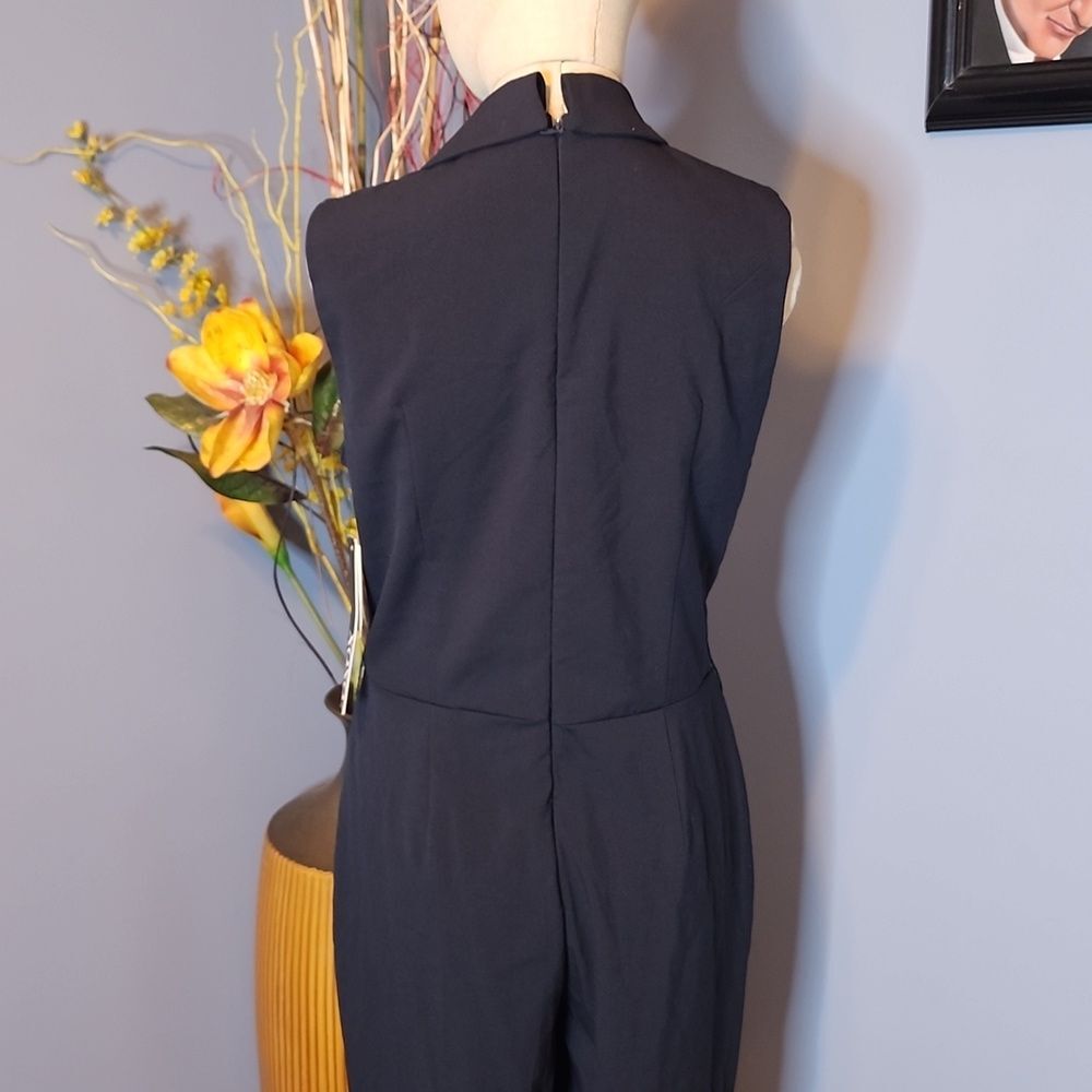 XOXO Womens Embellished Surplice Neck Jumpsuit Navy Size Large NWT - Picture 12 of 16